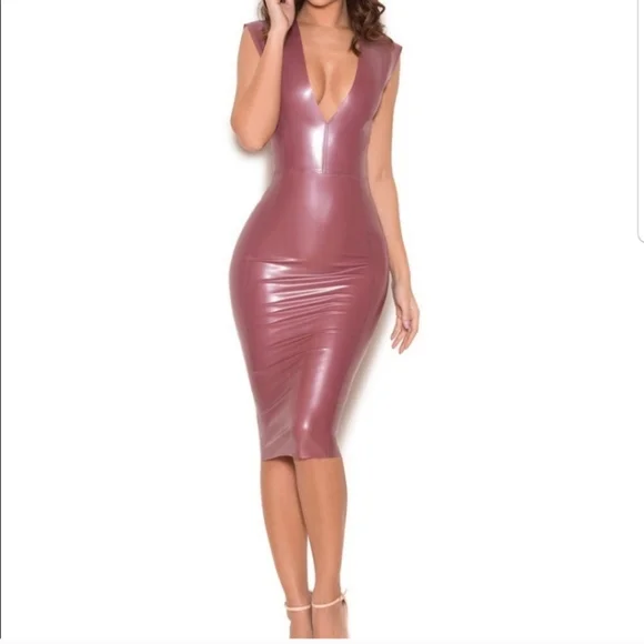 House of CB Electric Rose Pink Latex Riviera Midi Dress Medium - Picture 8 of 15